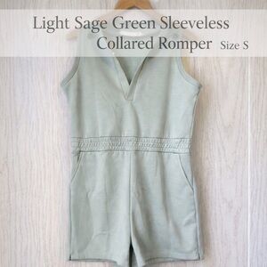Light Sage Green Sleeveless Collared Romper Size S